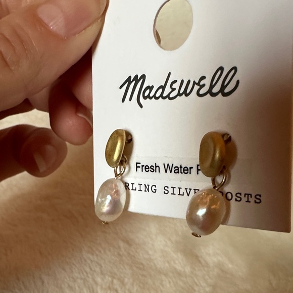 Madewell Gold and Ivory Pearl Drop Earrings - Picture 3 of 7
